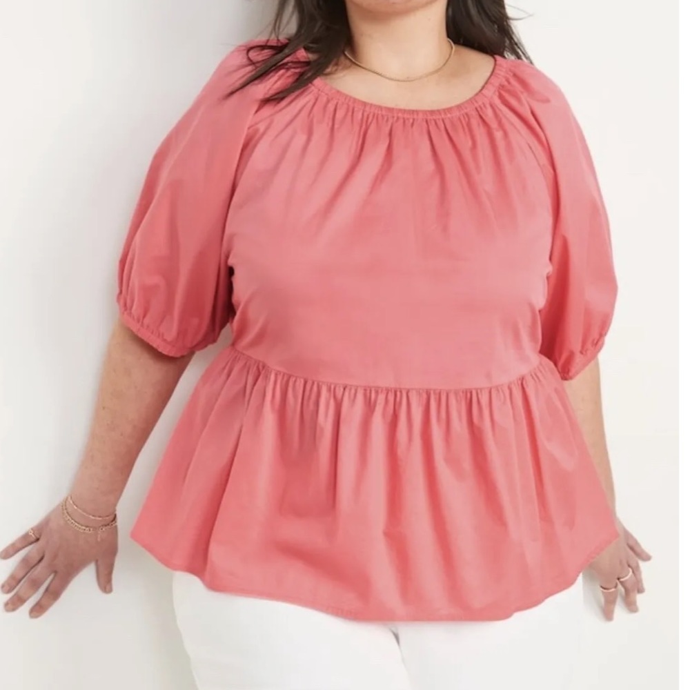 OLD NAVY Puff-Sleeve Cutout Babydoll Swing Blouse